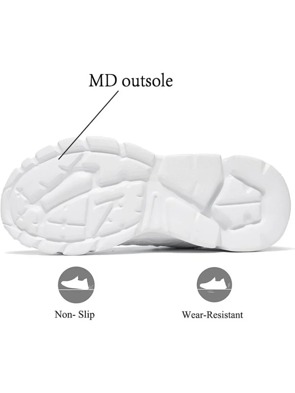 Men's White Rubber Non Slip Breathable Lightweight Fashion Athletic Sneakers